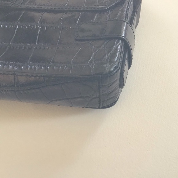 Y2K Cole Haan croc embossed black convertible strap east west baguette bag - Picture 9 of 13